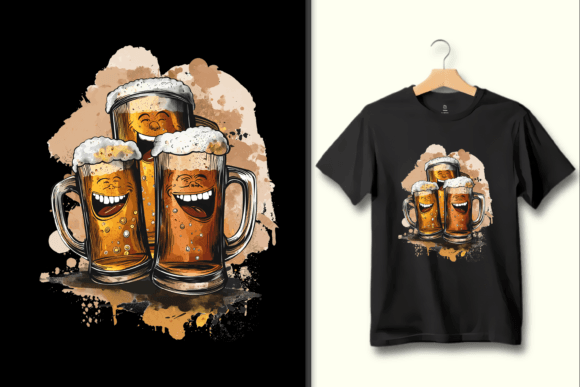 Bring Instant Personality to Your Projects with Cheerful Beer Mugs PNG Graphic Artwork
