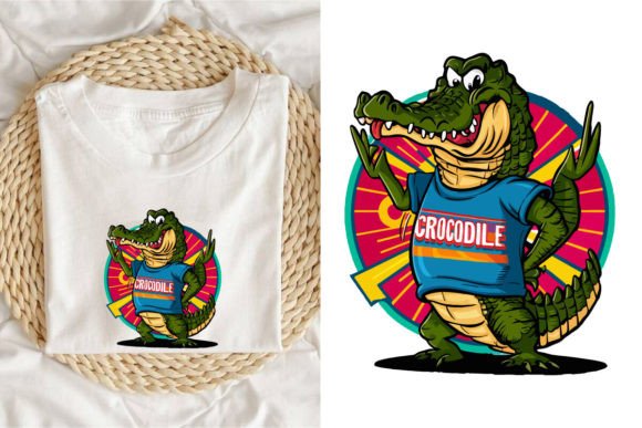 The Funny Crocodile Retro Graphic Shirt: A Design Asset for Bold Projects